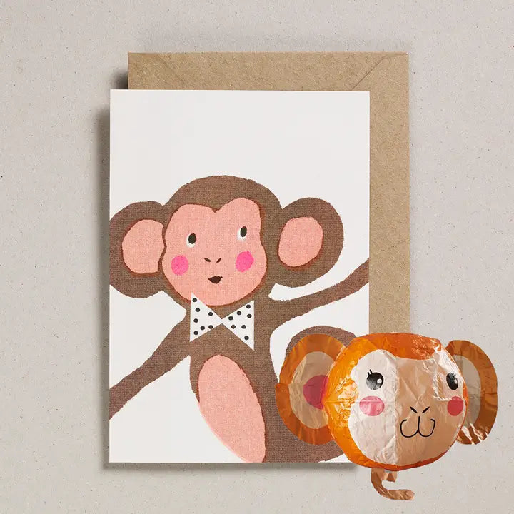 Paper Balloon Card - Monkey