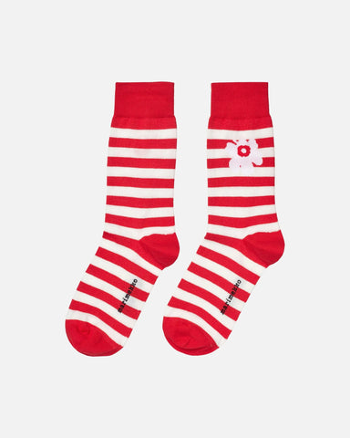 Tasaraita Unikko Socks - Red