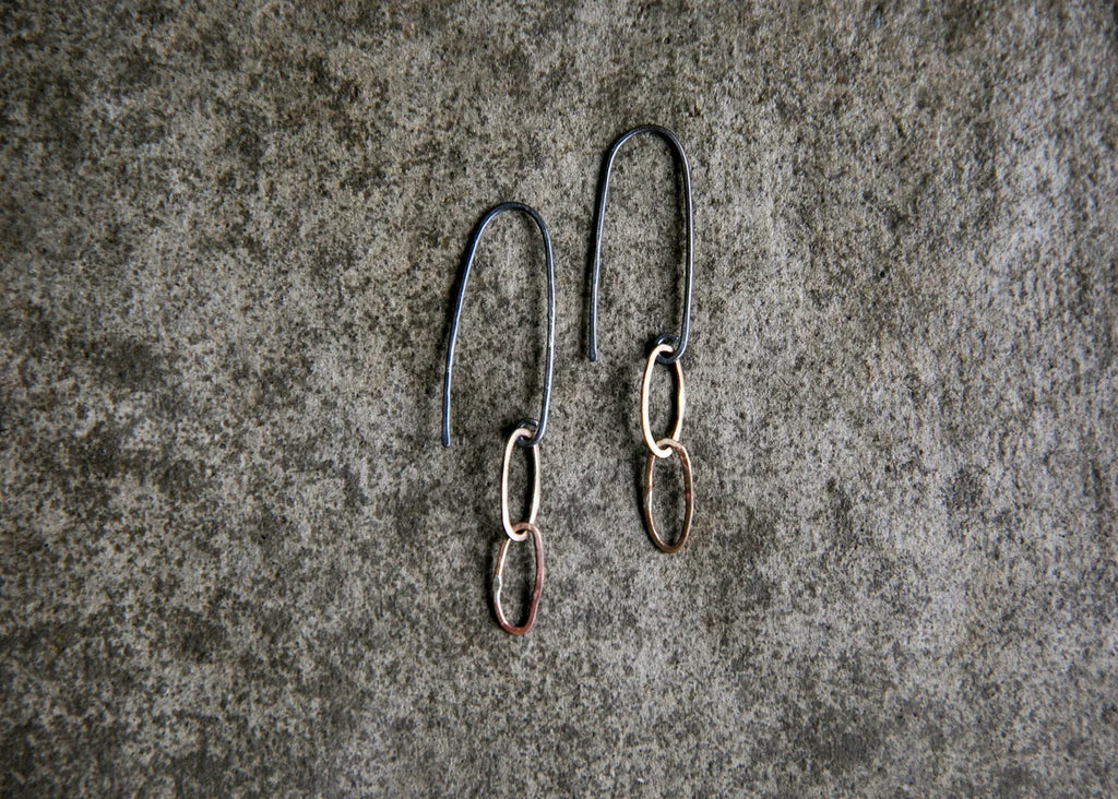 Oval 2 Earrings - Blackened Silver/Brass