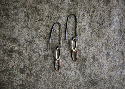 Oval 2 Earrings - Blackened Silver/Brass