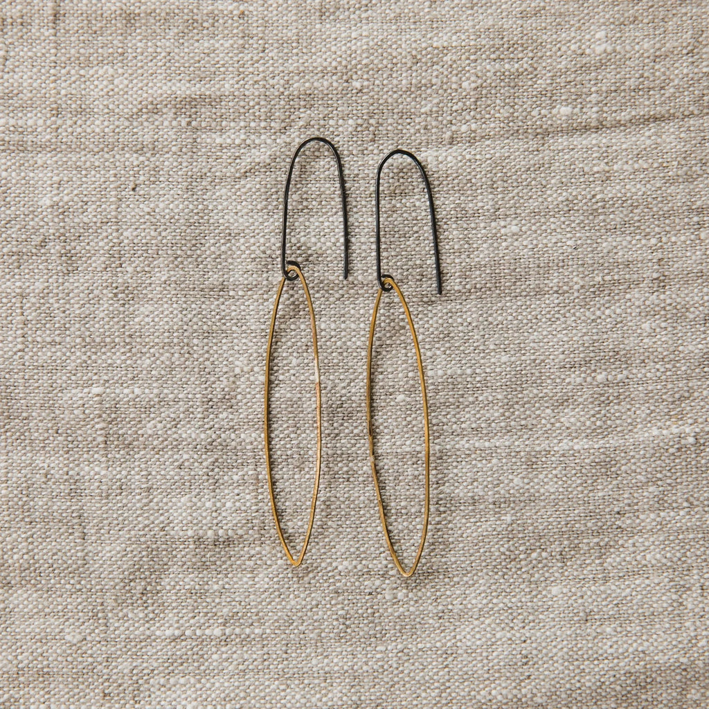 Leaf Earrings - Blackened Silver/Brass
