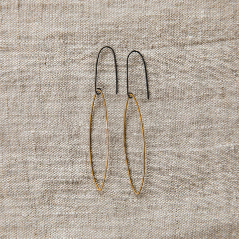 Leaf Earrings - Blackened Silver/Brass