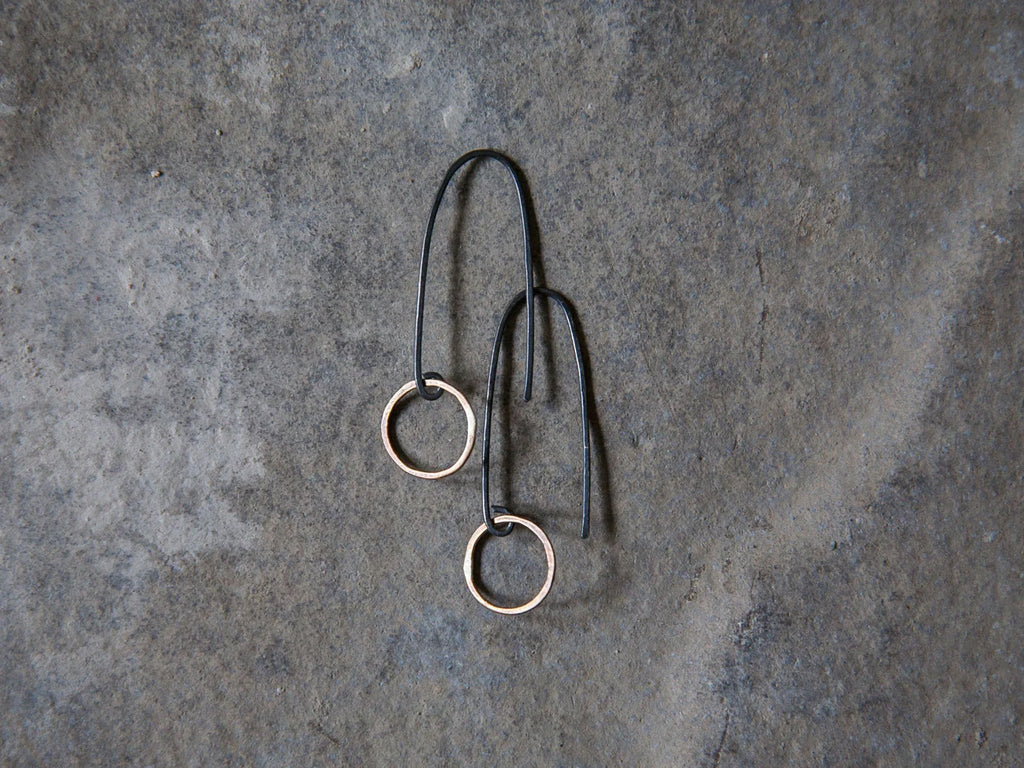 Circle Earrings - Blackened Sterling/Brass
