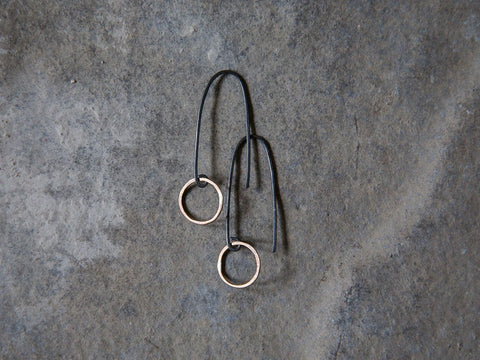 Circle Earrings - Blackened Sterling/Brass