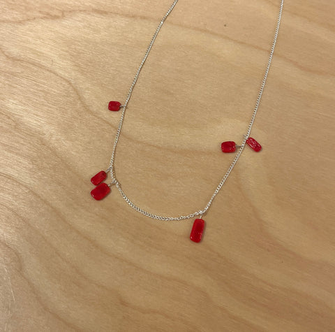 Simple Box Necklace (Red Opaque)