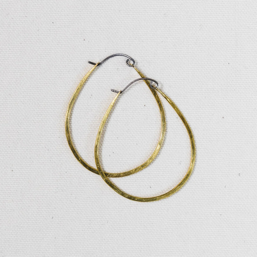 Pear Earrings - Blackened Silver/Brass