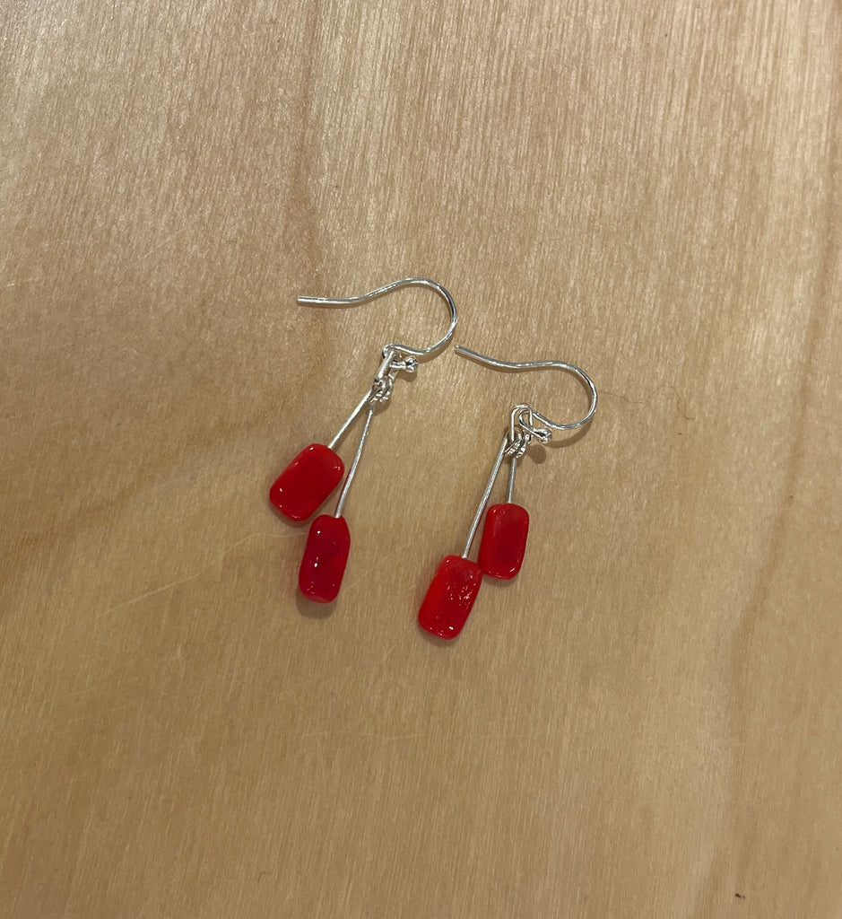 Deco Short Earrings (Red Opaque)