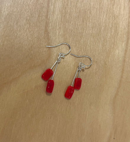 Deco Short Earrings (Red Opaque)