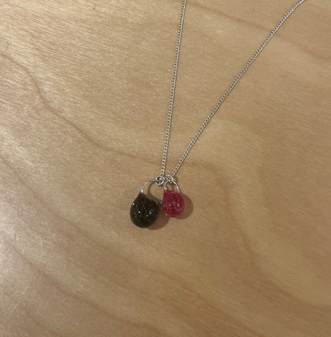 Double Droplet Necklace (Indigo Translucent/Pink Translucent)