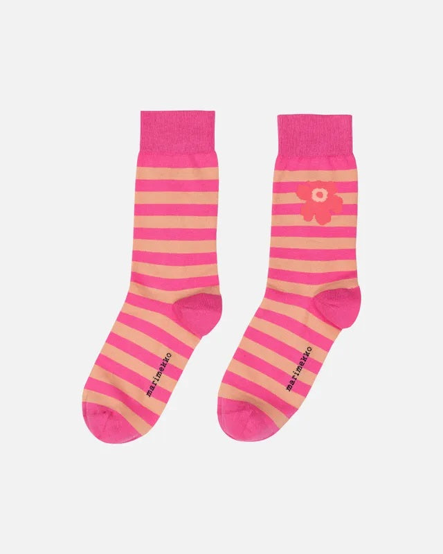 Tasaraita Unikko One Socks - Pink