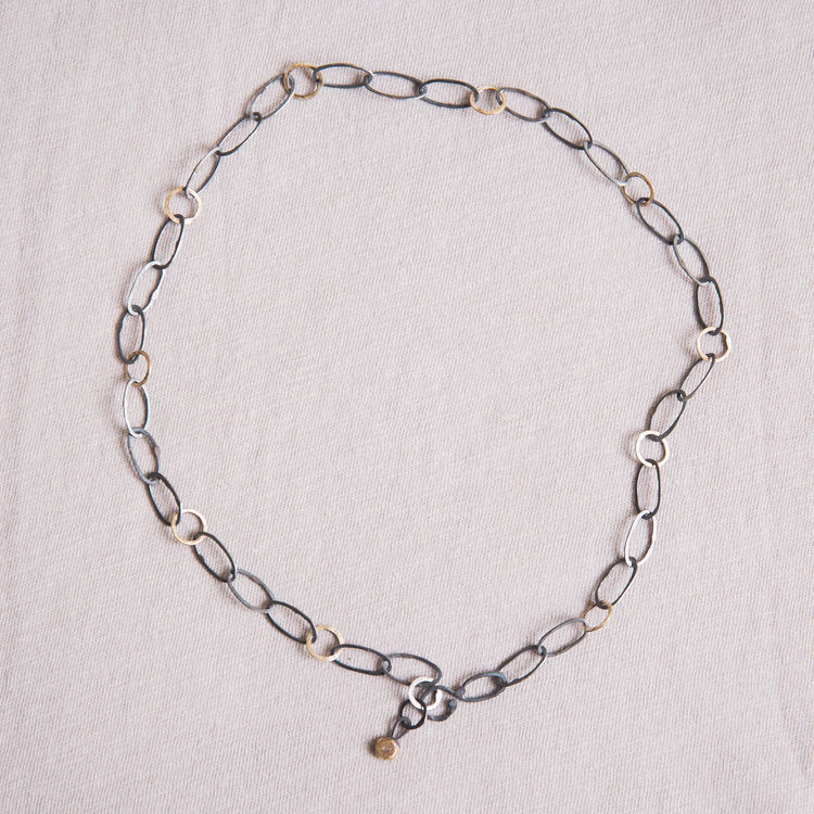 August Necklace - Blackened Silver/Brass