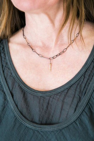 Mini Leslie Necklace - Blackened Silver/Brass