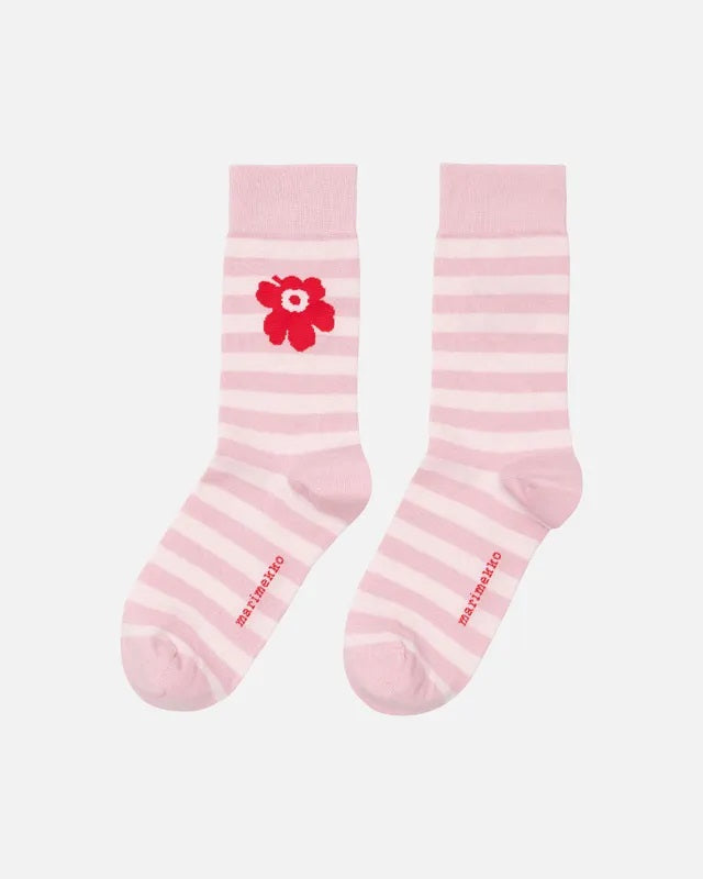 Kasvaa Tasaraita Unikko One Socks - Pink