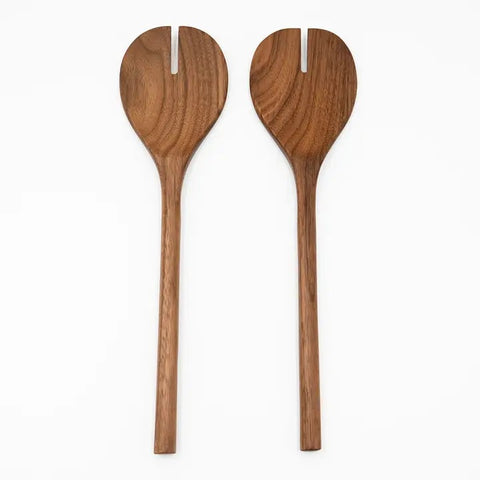 Round Walnut Wood Servers - Set of 2