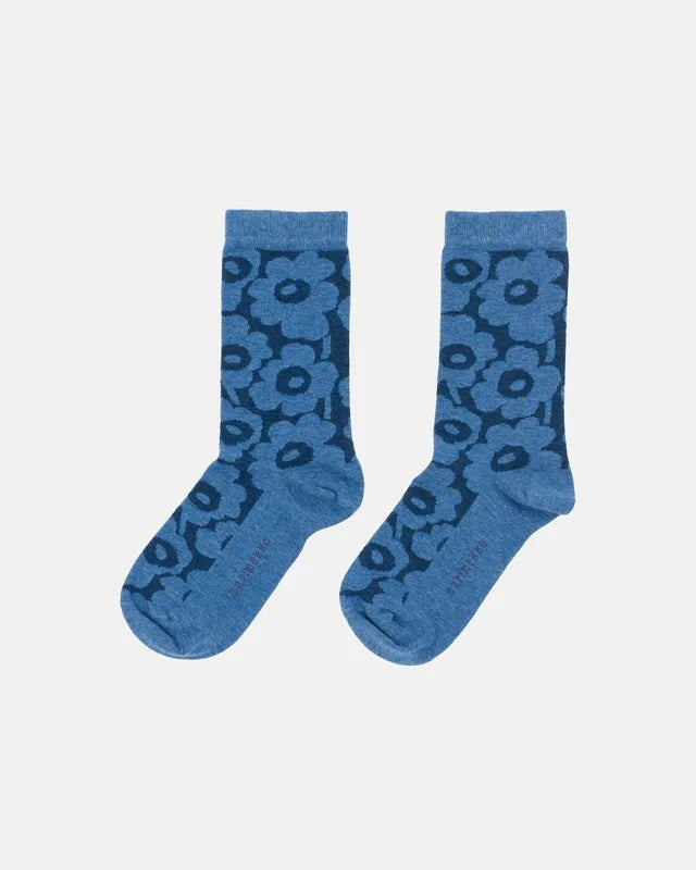 Linjaus Unikko Melange Socks - Blue
