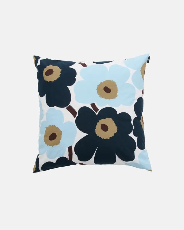 Unikko Pillow - Blue/Dark Brown