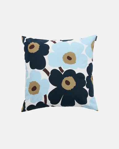Unikko Pillow - Blue/Dark Brown