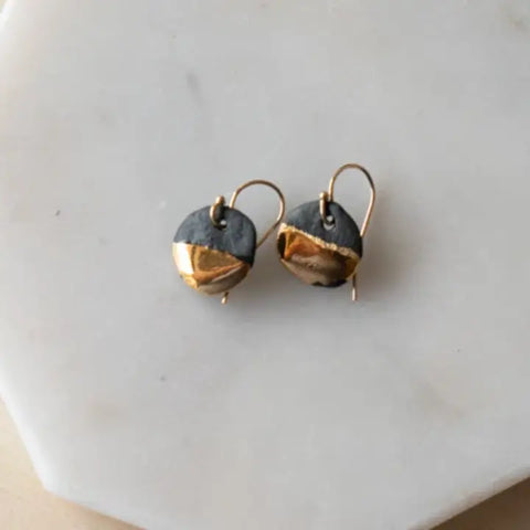 Half Moon Dangles - Black & Gold