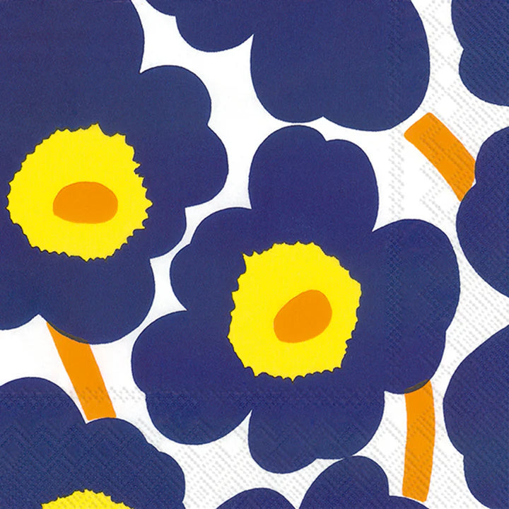Blue & Yellow Unikko Napkins - Luncheon Size