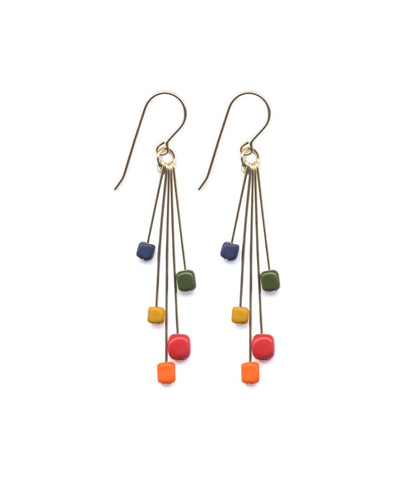 Rainbow Square Cluster Earrings