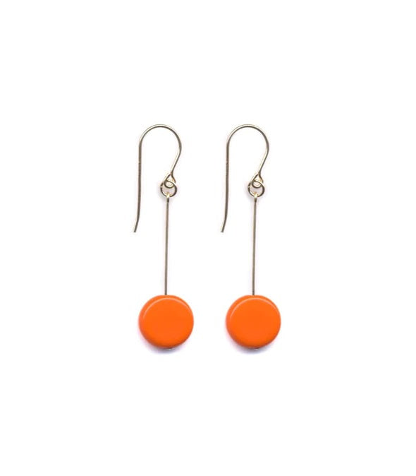 Orange Circle Drop Earrings