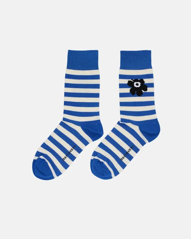 Kasvaa Tasaraita Unikko One Socks - Blue/White