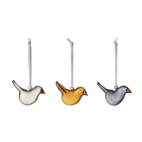 iittala Mini Glass Bird Ornaments - Mixed, Set of Three