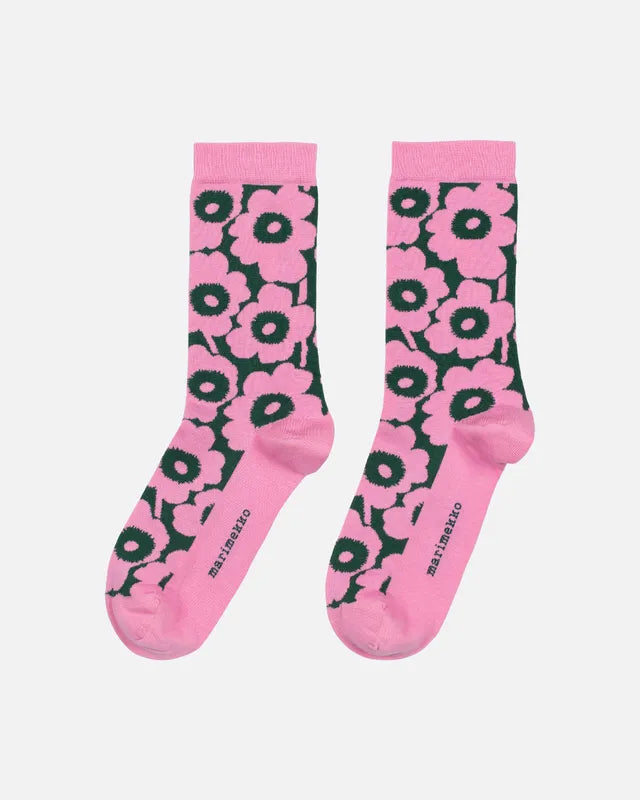 Linjaus Unikko Socks - Pink/Dark Green