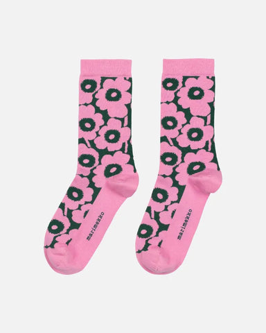 Linjaus Unikko Socks - Pink/Dark Green