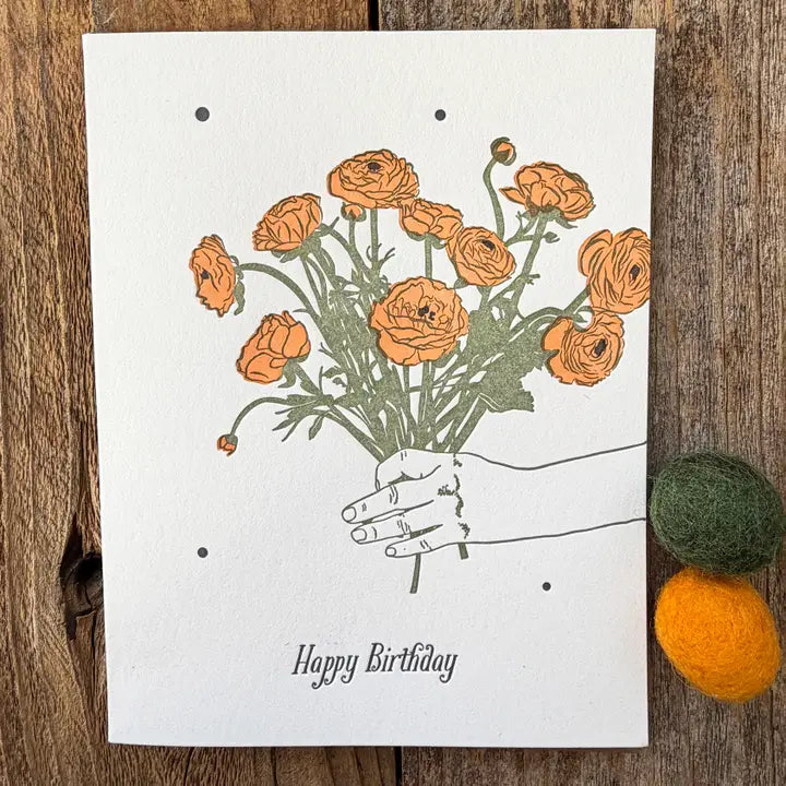 Happy Birthday Ranunculus Card