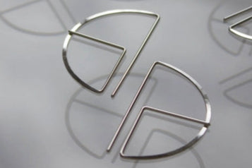 Large Round Profile Earrings, Silver