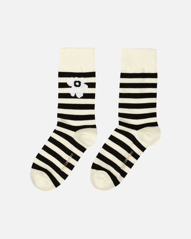 Kasvaa Tasaraita Unikko One Socks - Black/Off White