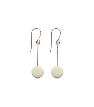 White Circle Drop Earrings