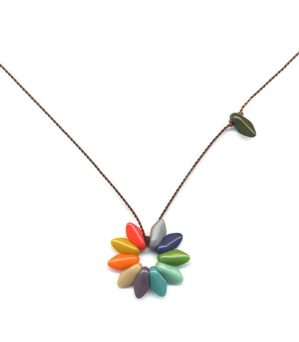 Small Rainbow Flower Necklace