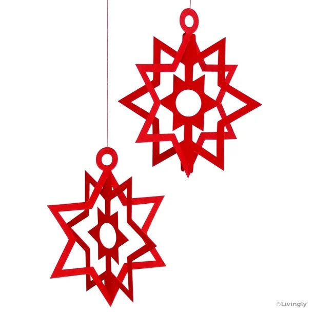 Red Triple Star Mobiles - Set of Two
