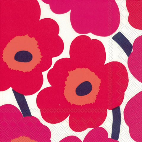 Red Unikko Napkins - Luncheon Size