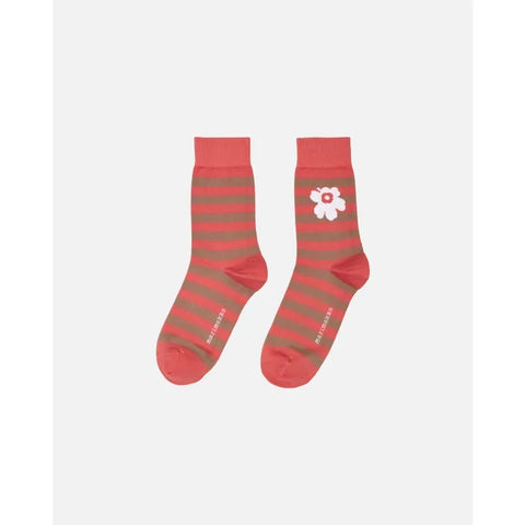 Tasaraita Unikko Socks - Pink