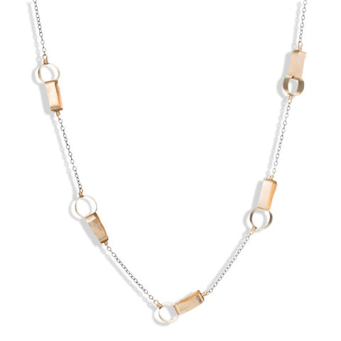 Interlocking Circles & Rectangles Necklace - Gold Fill + Silver