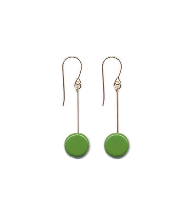 Green Circle Drop Earrings