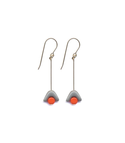 Gray Hat with Orange Earrings