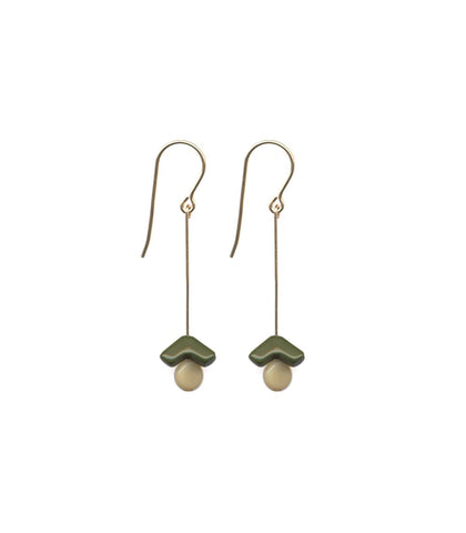 Green Cap with & Cream Earrings