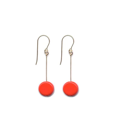 Red Circle Drop Earrings